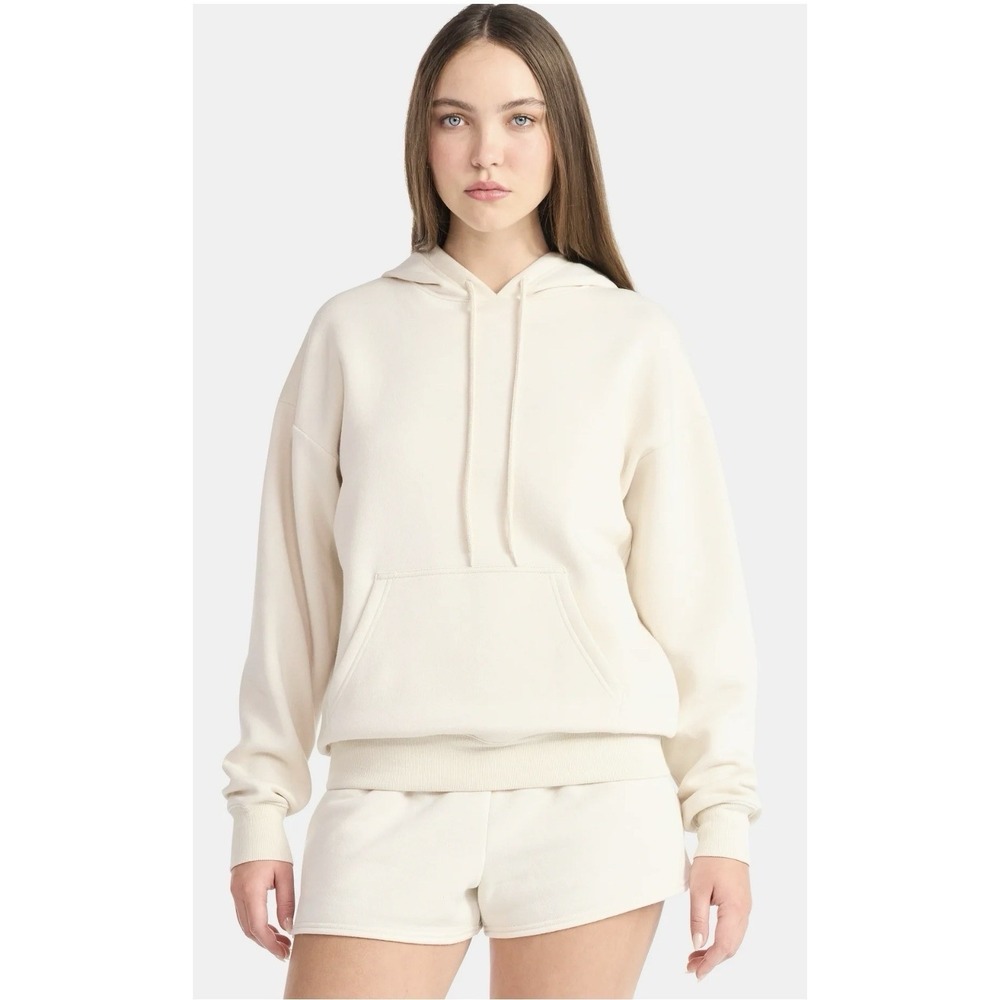 No Boundaries‎ Womens Cream Oversized Hoodie Sweatshirt Fleece Pullover